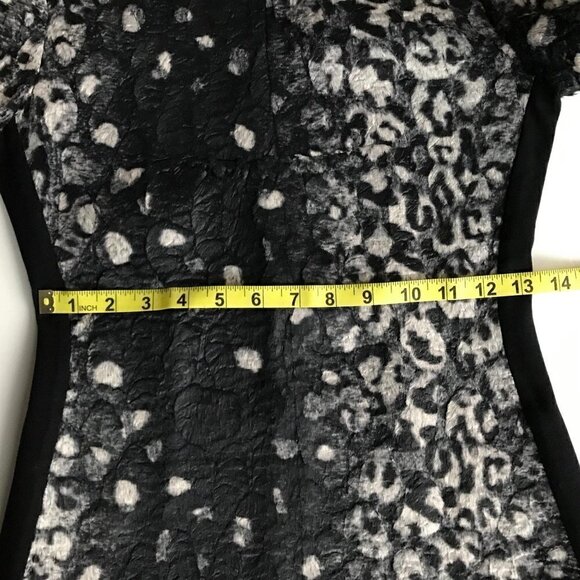 BCBGMaxAzria flattering textured tulum black/grey fun faux fur fitted top, xxs - Picture 14 of 16